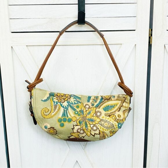 Liz Claiborne Linen Canvas Paisley Floral Shoulder Mini Hobo Bag - Picture 2 of 16